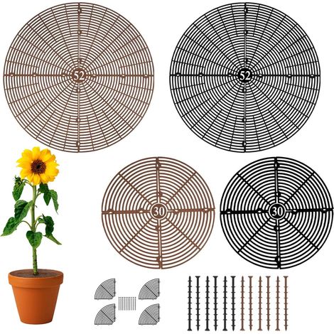 Lot de 4 grilles de protection pour pots de fleurs, 30 cm + 52 cm, protection contre les chats, protège la terre des animaux et des enfants, grille pour pots de fleurs (1/5)