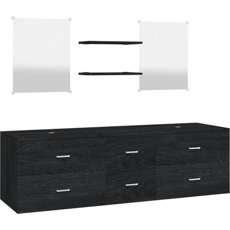 Maison Exclusive - 5-tlg. Badmöbel-Set Schwarz Holzwerkstoff