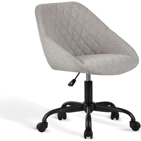 HISPANOHOGAR, chaise de bureau à roulettes modèle Lucie, en tissu gris clair