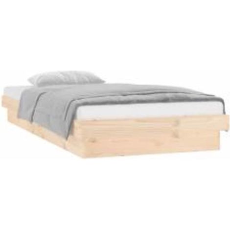 LED Bed Frame without Mattress 100x200 cm Solid Wood vidaXL (1/5)