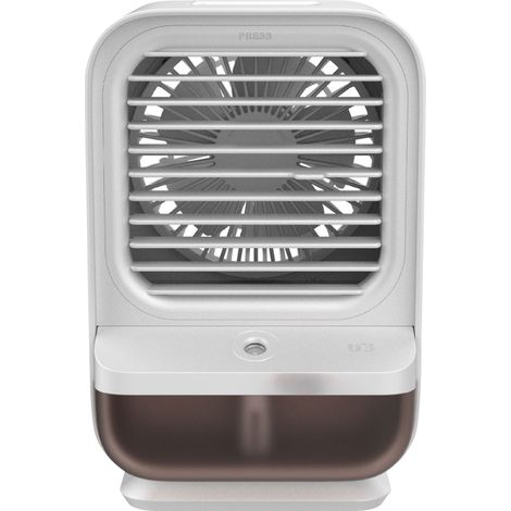 Climatiseur portable avec ventilateur, humidificateur et diffuseur d'arômes, 200 ml, 3 vitesses de ventilation, veilleuse et alimentation USB, idéal pour la maison et le bureau. (1/5)