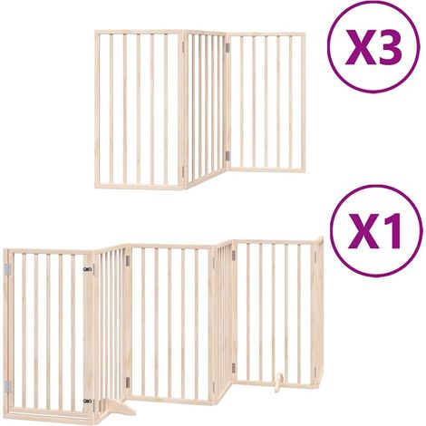 Barrière pour chien porte pliable 15 panneaux bois de peuplier (1/5)
