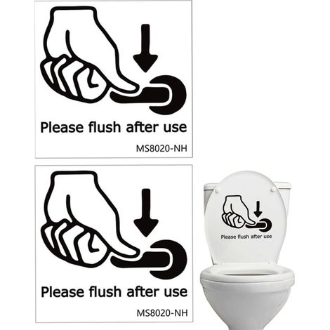 Lot de 2 autocollants pour abattant de WC, stickers abattant wc, symbole de chasse d'eau, autocollants en PVC, imperméables, amovibles, pour salle de bain, cuisine, sticker mural (1/5)