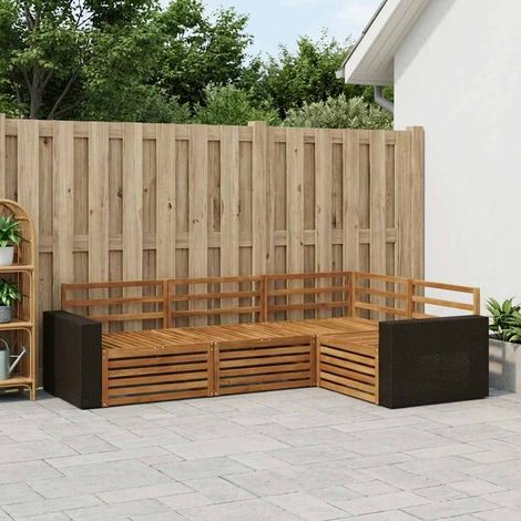 vidaXL Outdoor-Sofagarnitur 4 pcs Natur 255,5 x 176,5 x 73 cm (1/5)