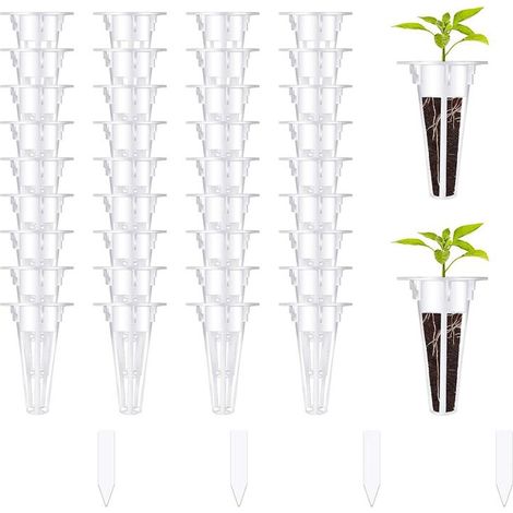 100 paniers de culture hydroponique, paniers de rechange compatibles avec la culture hydroponique avec 100 repères pour plantes (1/5)