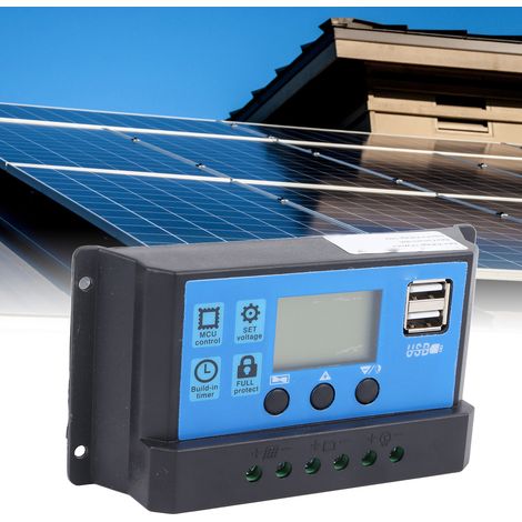 PWM-Solarladeregler mit LCD-Bildschirm und dualem adaptivem 12V/24V-USB-Ausgang (1/5)