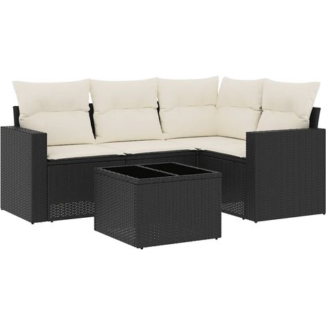Maison Exclusive - 5-tlg. Garten-Sofagarnitur mit Kissen Schwarz (1/3)