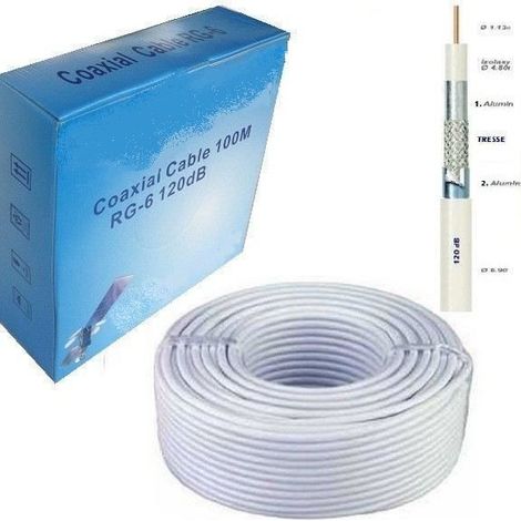 CABLE COAXIAL 120dB 100M ANTENNE PARABOLE