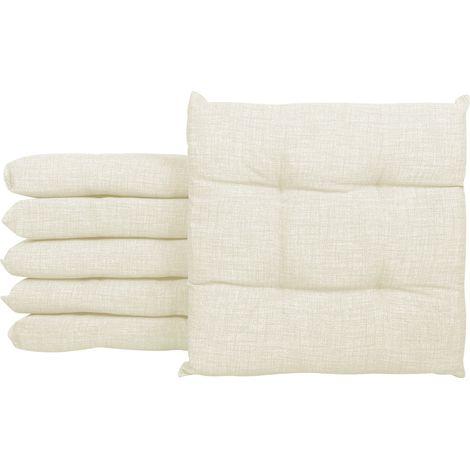 Set 4/6 Cuscini Sedia Con Lacci Cuscino 4 Punti Imbottiti Spessore 6 Cm Panna - 6 Pezzi