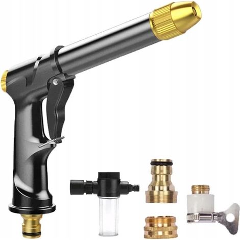 Pistolet à eau haute pression - Buse rotative à 360° - Poignée antidérapante - ABS + alliage d'aluminium - Avec distributeur de savon - Zwart - Convient pour le lavage de voiture, le Lessive de Fenêtr (1/5)