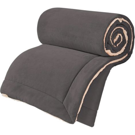 1 Couverture polaire double face,laine d'agneau velours,chaude hiver,plush épais réversible,lit canapé camping voyage,Twin/Full (1/5)