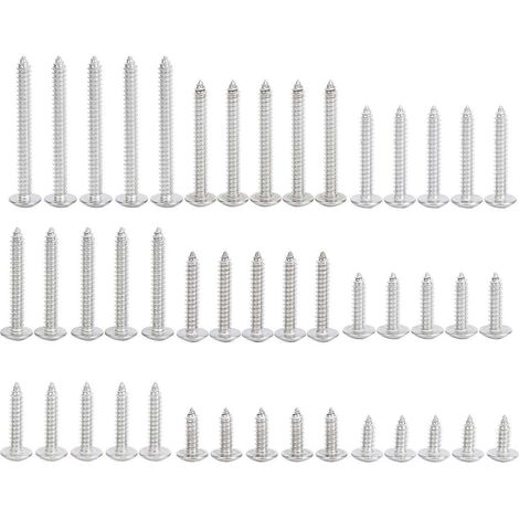 Jeu de 45 vis autotaraudeuses à tête cruciforme et ovale, en acier inoxydable 304, filetage profond M6, longueurs variées