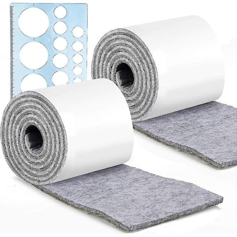 Lot de 2 rouleaux de feutrine autocollante – Gris – 100 cm x 10 cm x 5 mm (1/5)