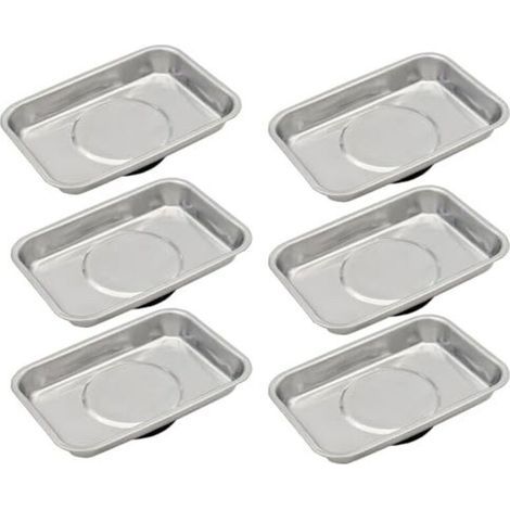 Plateau magnétique 6 pièces 95x65mm, plateau à outils magnétique en acier inoxydable, maintient les vis, les forets et les clous, aimant haute performance, plateau magnétique épaissi (1/4)