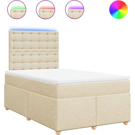 Maison Exclusive - Sommier à lattes de lit avec matelas crème 120x190 cm tissu (1/5)