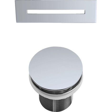 Stano. – Bonde clic-clac et cache trop-plein chromés pour baignoires îlot en laiton massif et acier inoxydable – Dimensions 85mm et 100mm (1/5)
