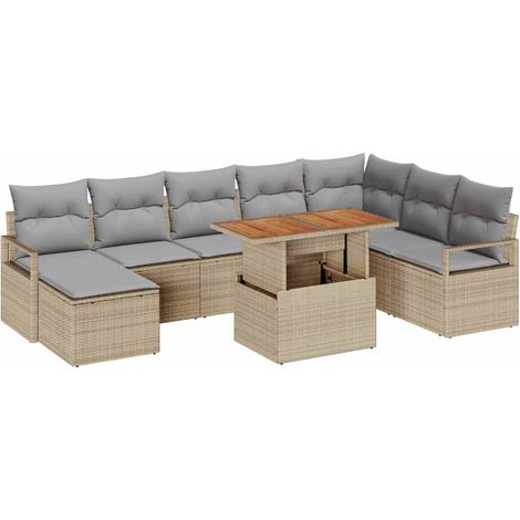 Maison Exclusive - Garten-Sofa-Set mit Kissen 9 pcs Beige und Gra