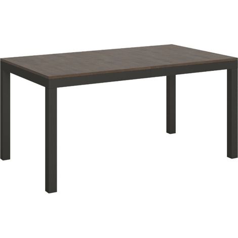 Table à manger rectangulaire bois foncé et métal anthracite Evy 160 cm (1/5)