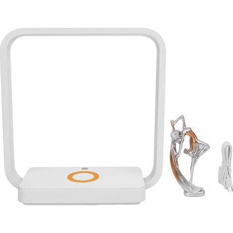 Lampe de bureau LED avec fonction de charge sans fil Dance Girl Touch Dimmable 3 couleurs lampe de chevet pour salon chambre jaune (1/5)