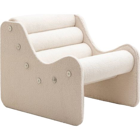 Fauteuil des années 70 en tissu bouclette blanc Soléa (1/5)