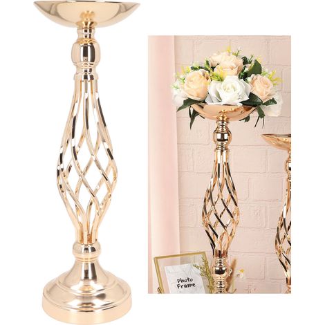 Ornements pour chandeliers de table, vases en fer forgé, chandeliers d'allée en corde torsadée, vases à fleurs de mariage, accessoires de mariage, petites trompettes dorées (1/5)