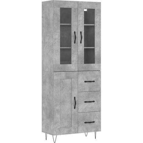 Maison Exclusive - Buffet haut Gris béton 69,5x34x180 cm Bois d'ingénierie (1/5)