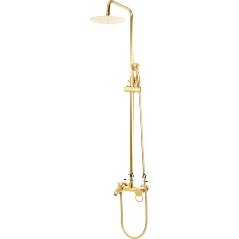 Ensemble de douche, hauteur réglable, sorties d'eau polyvalentes, Or (1/2)