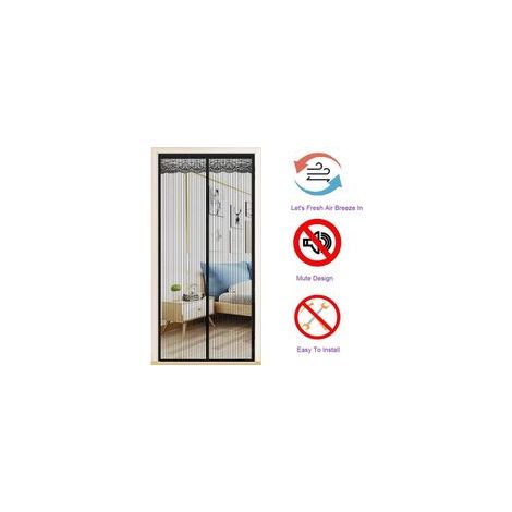 Moustiquaire de fenêtre　Moustiquaire Magnétique Porte 90x220cm,Moustiquaire Porte en Fibre de Verre,Rideaux Anti Mouches pour Porte Fermeture Automatique Maille Ultra ​Fine sans Perçage(Noir)