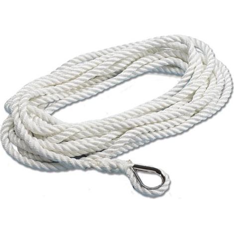 Cima ormeggio bianco impiombata redance inox 16 mm 12 metri nautica