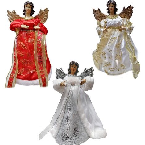 Angelo con pelliccia bianco rosso oro per puntale Albero di Natale Decorazioni H30 cm natalizie addobbi casa vetrine - colorigenerali: ORO (1/5)