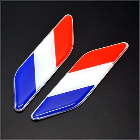 Autocollant de voiture en deux pièces décoration de voiture autocollant de voiture en métal logo de voiture autocollant de rayure de voiture logo de garde-boue (drapeau français)-113282.8mm (1/2)