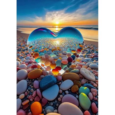 Quadro da dipingere con i numeri senza cornice: pietre sulla spiaggia, 40x50 cm.