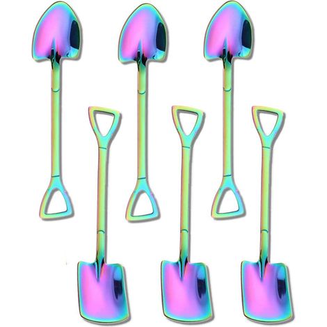 Lot de 6 cuillères en acier inoxydable, forme pastèque, design ergonomique, pour café, thé glacé, crème glacée, maison et salon de thé (1/5)