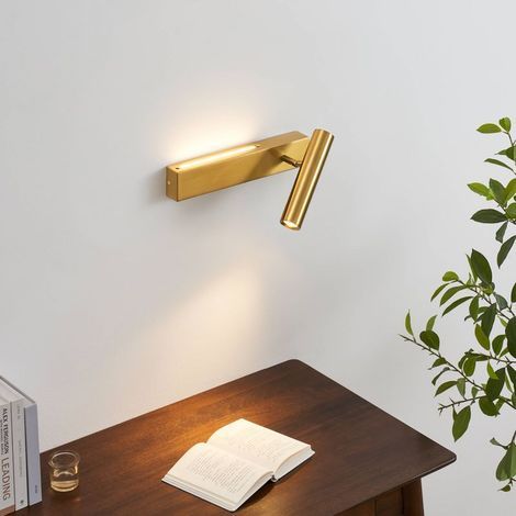 AMXCNOY Applique murale liseuse droite en laiton, 30 cm, éclairage LED blanc chaud 3000K, pour lit moderne, installation facile (1/5)