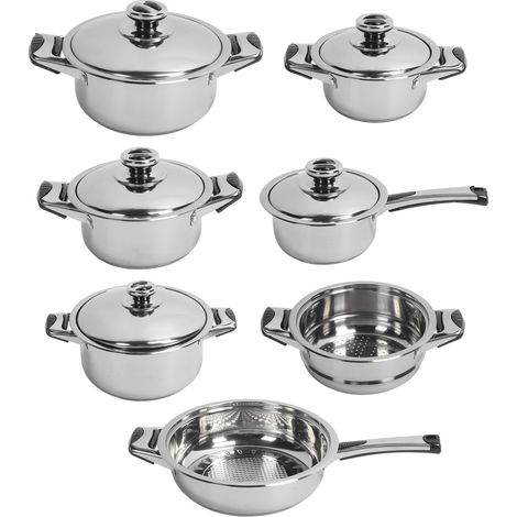 Ensemble d'ustensiles de cuisine en acier inoxydable, casseroles à Conduction thermique uniforme, marmite, grille à vapeur, Kit de cuisson pour la maison