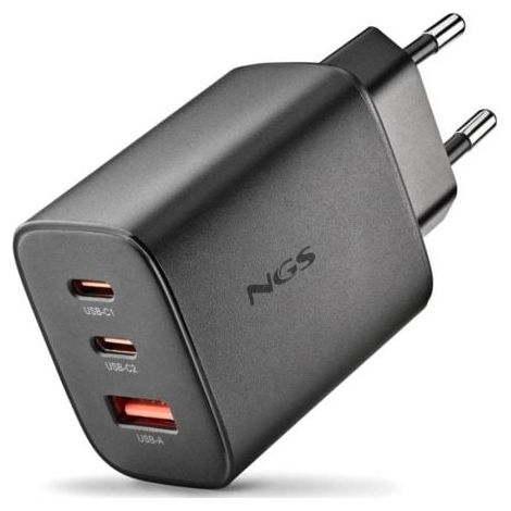 Cargador de Pared GaN NGS Era 65W/ 2xUSB Tipo-C/ 1xUSB/ 65W