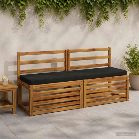 vidaXL 2-Piece Bench Cushions VUGHT 2 pcs 100% Polyester Black (1/5)