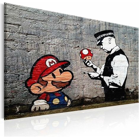 Tableau mario et flic par banksy - 90 x 60 cm (1/4)