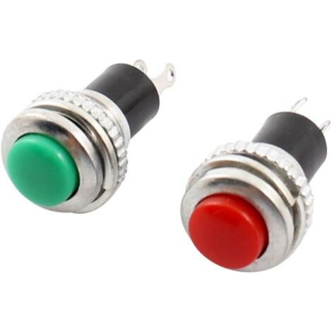 2 Stück 10 mm SPST-Momentan-Metall-Drucktaster, AC 125 V 3 A, 250 V 6 A (1/2)