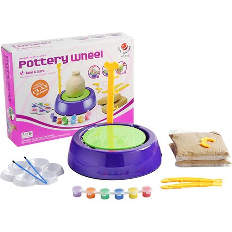 Tour de poterie électrique pour enfants, machine à modeler l'argile DIY, céramique créative artisanale, kit de bricolage pour loisirs créatifs (1/5)