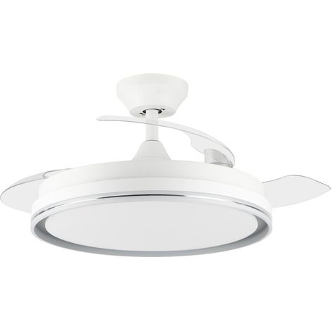 Ventilateur de plafond avec lumière LED Orgebozo  Télécommande  Silencieux  3 pales rétractables de 105 cm  Mode Hiver-Été