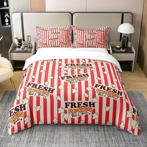 Bettwäsche-Set 220x240cm 100% Baumwolle Popcorn Design mit Reißverschluss
