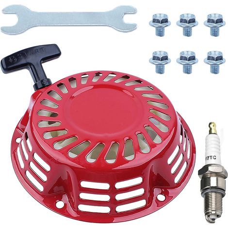 Ensemble de Démarreur à Rappel pour GX200 GX160 GX140 GX120 168F et Moteur 5.5HP 6.5HP, Lanceur avec Des Vis et Bougie Démarrage à Tirette Pièces de Rechange (1/5)