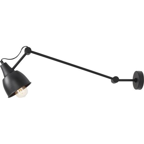 Wandlampe Metall E27 Schwenkarm 75 cm hoch Schwarz Wandleuchte
