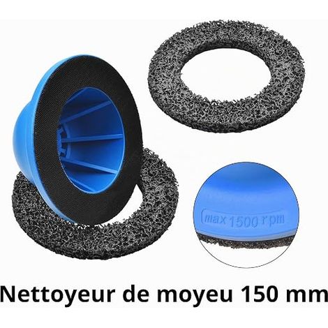 Mola per mozzo ruota  Disco di pulizia grossolana 150 mm, pulitore per mozzo ruota  Ø interno 90 mm Ø esterno 150 mm  Mola per mozzo in alluminio (1/4)