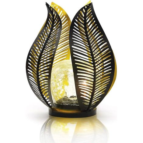 Lampe Solaire de Jardin à Planter, Éclairage de Pelouse Métal Creux, Décoration de Patio Extérieur Étanche, Motif Trèfle à Quatre Feuilles (1/5)