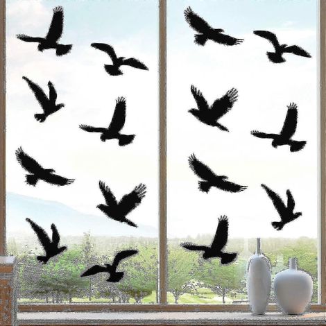 9 feuilles autocollants de fenêtre anti-collision en forme d’oiseau, autocollants de collision d’avertissement d’oiseaux (1/3)