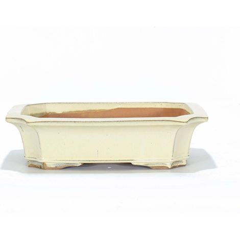 Vaso bonsai smaltato rettangolare cm. 47 Avorio (1/2)