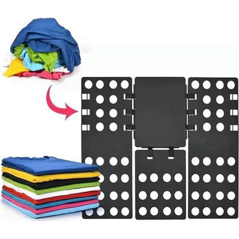 Planche à plier les vêtements pour t-shirts, structure stable et pratique, gain de temps et de travail, noire (1/5)