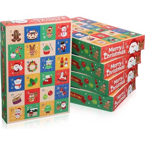 Coffret cadeau de Noël 5 pièces, boîte vide, calendrier de l'Avent à tamponner, boîte surprise amusante (Style 1) (1/3)